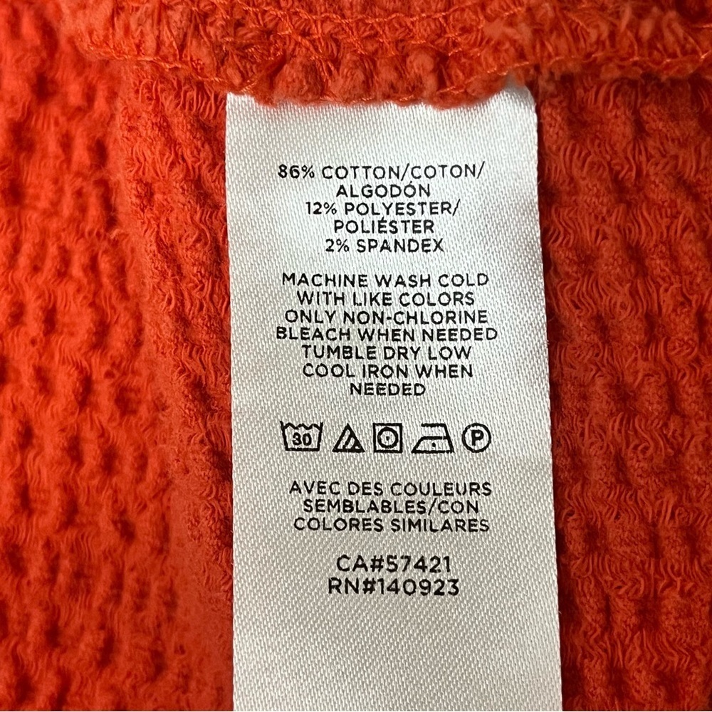 Ann Taylor LOFT Seersucker Tie Front Square Neck Puff Sleeve Top Orange XS - Picture 8 of 10